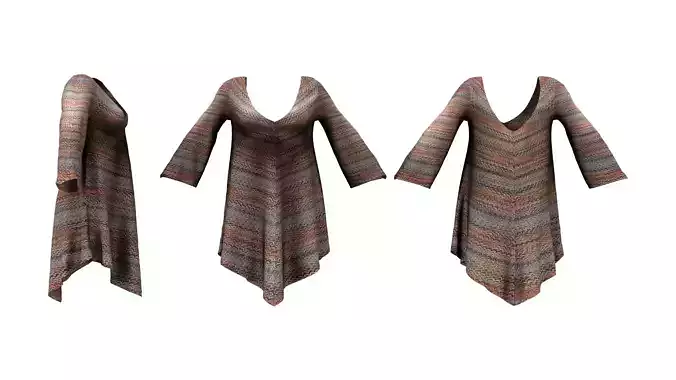 Long Sleeve Hem Triangle Dress