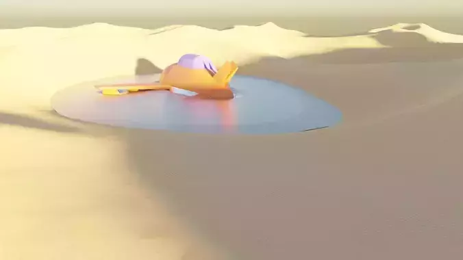 3d Aircraft Model water hole in desert