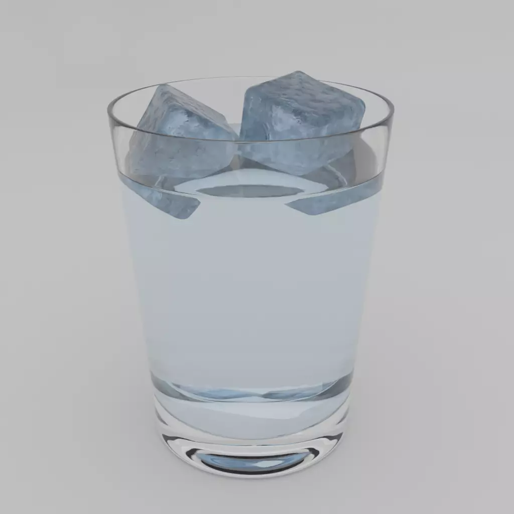 Glass of water with ice Free 3D model