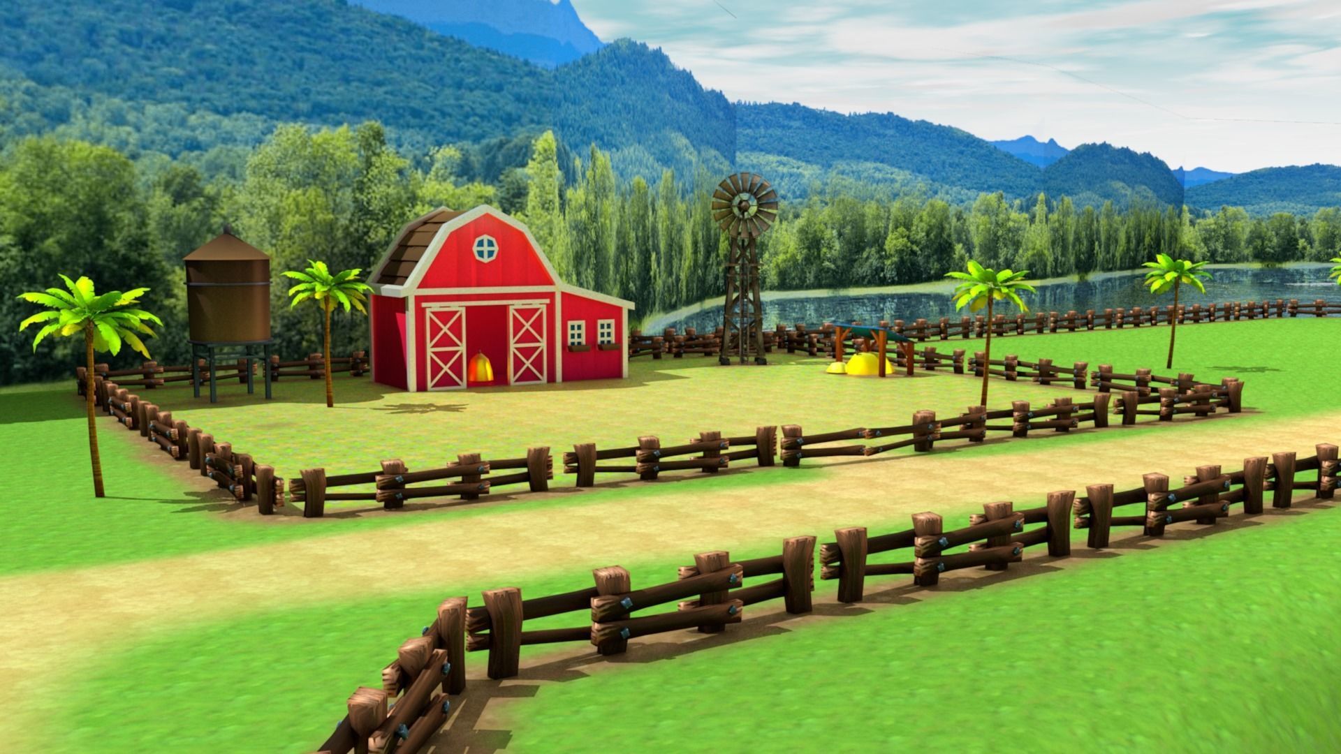 3D Low poly Farm Environment Low-poly 3D model_5