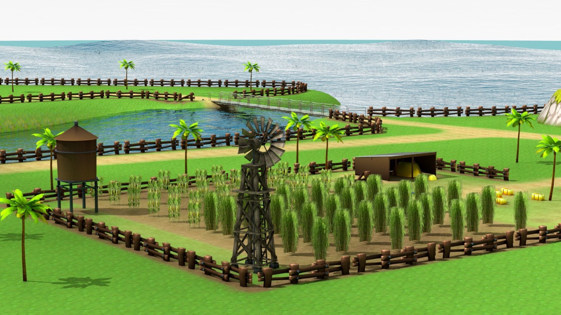 3D Low poly Farm Environment Low-poly 3D model_3