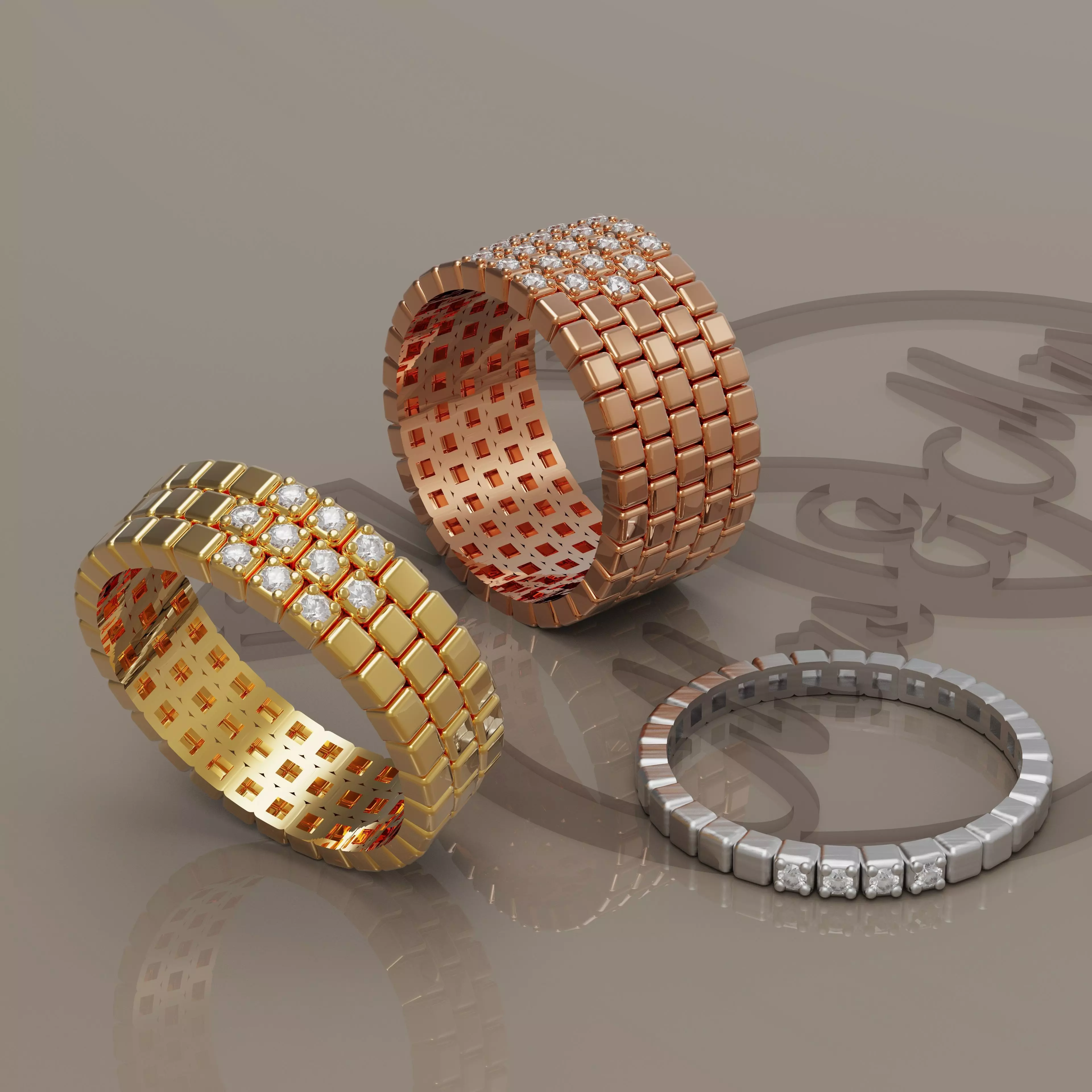 Square rings 3D print model_0