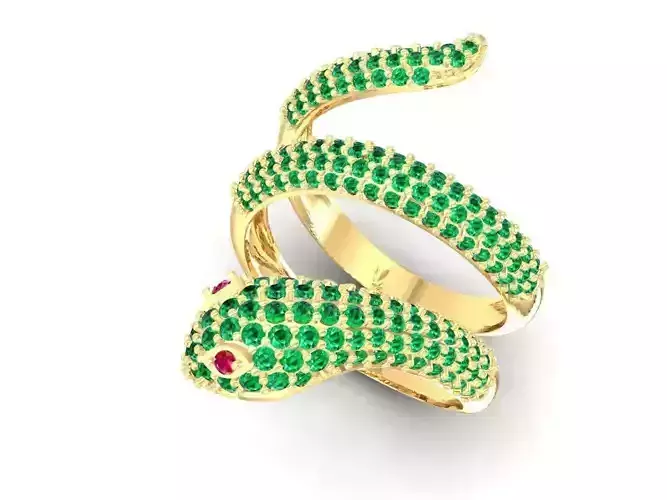 Snake Coil Ring with Gemstones 3D Model Jewelry Design 723