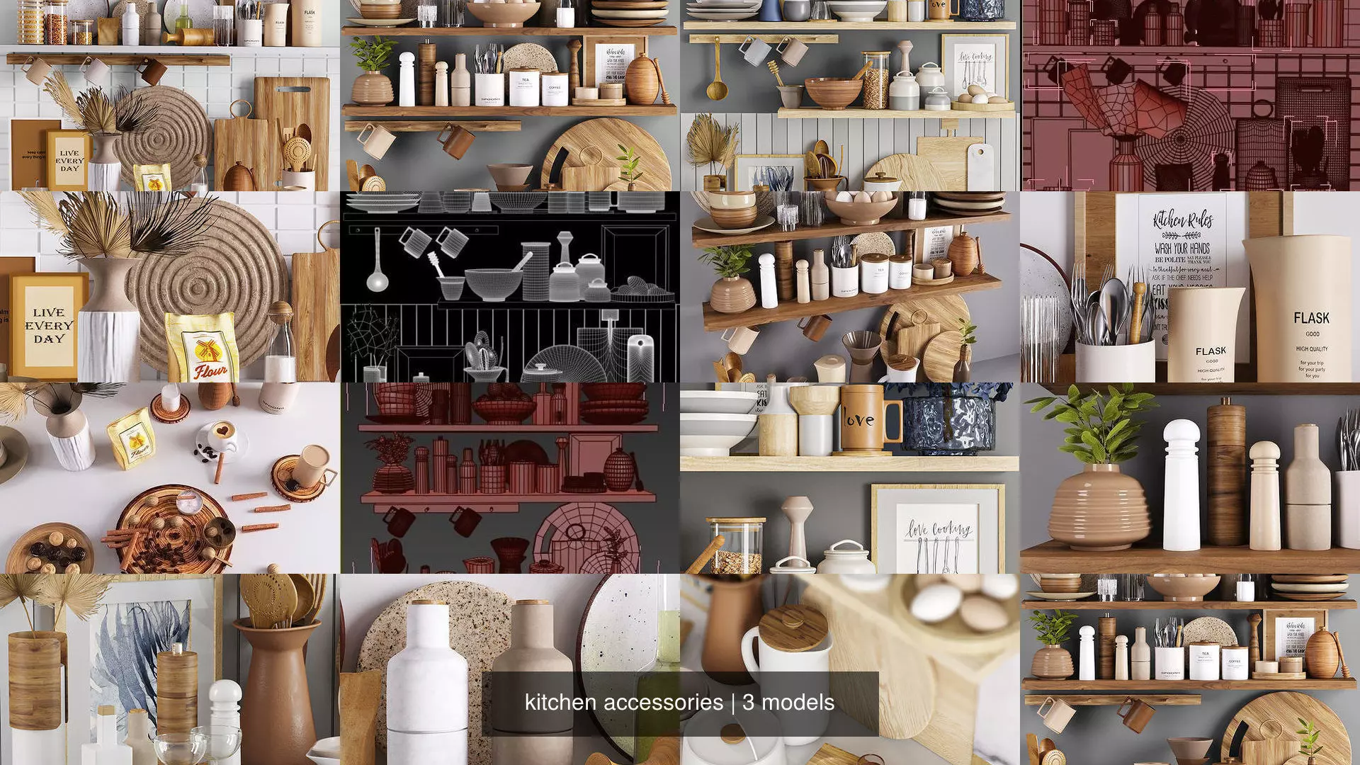 kitchen accessories 3D Model Collection_0