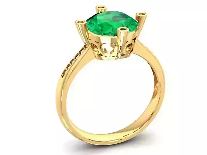 Round Cut Emerald Engagement Ring for Women 725