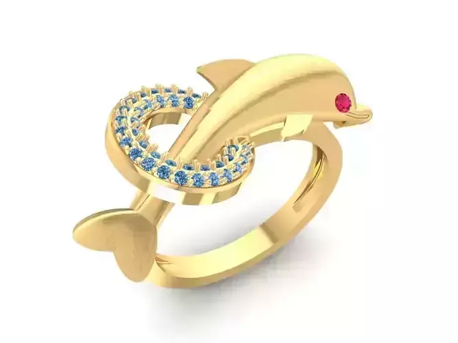 Dolphin Diamond Ring for Women Event Jewelry 727 