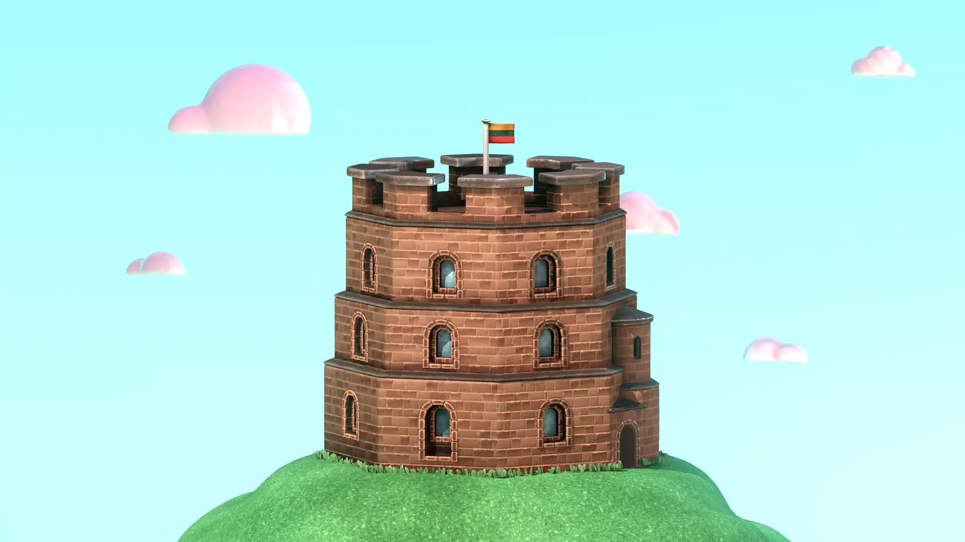 Stylized Gediminas Castle Tower 3D model_0