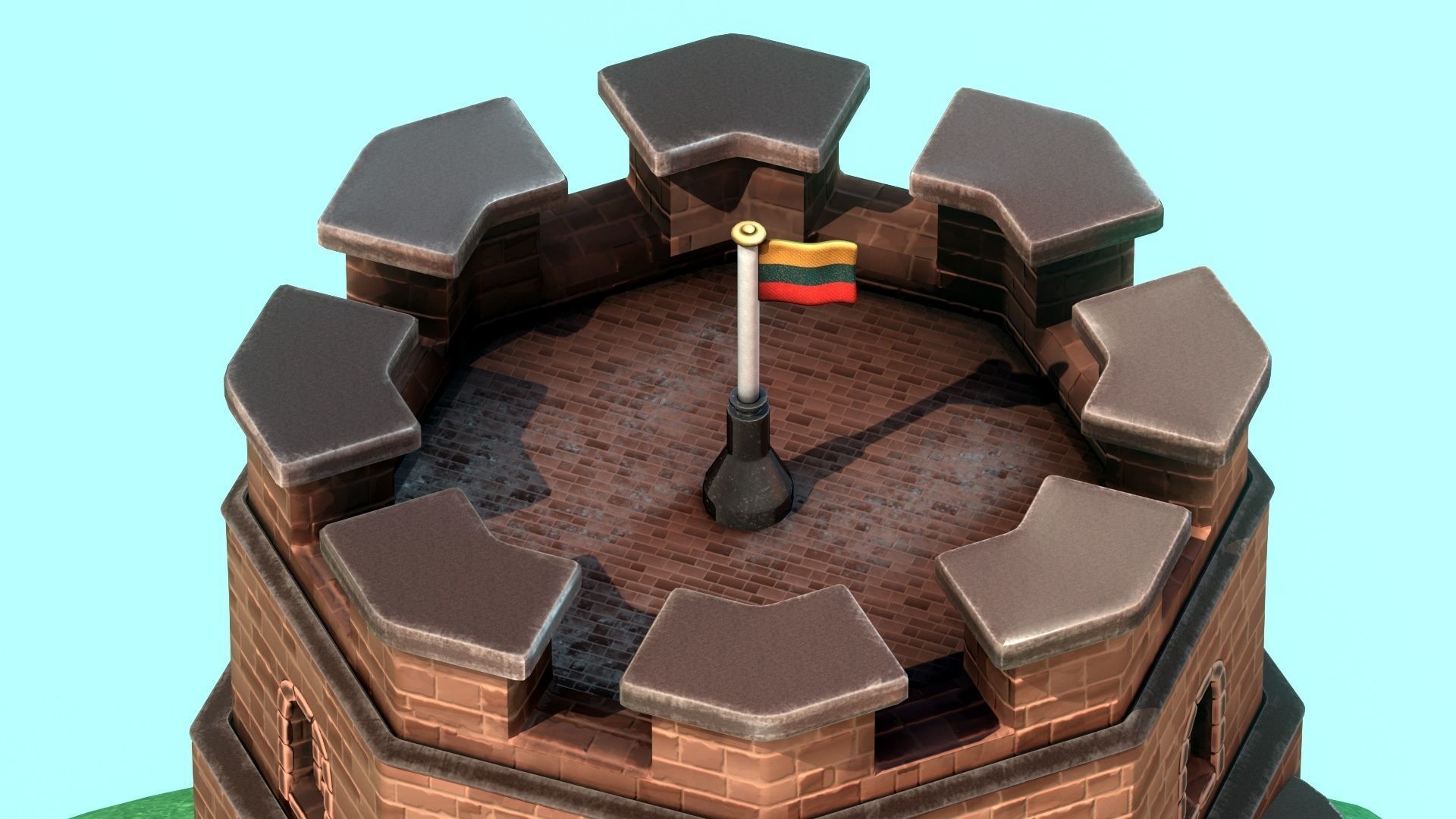 Stylized Gediminas Castle Tower 3D model_7