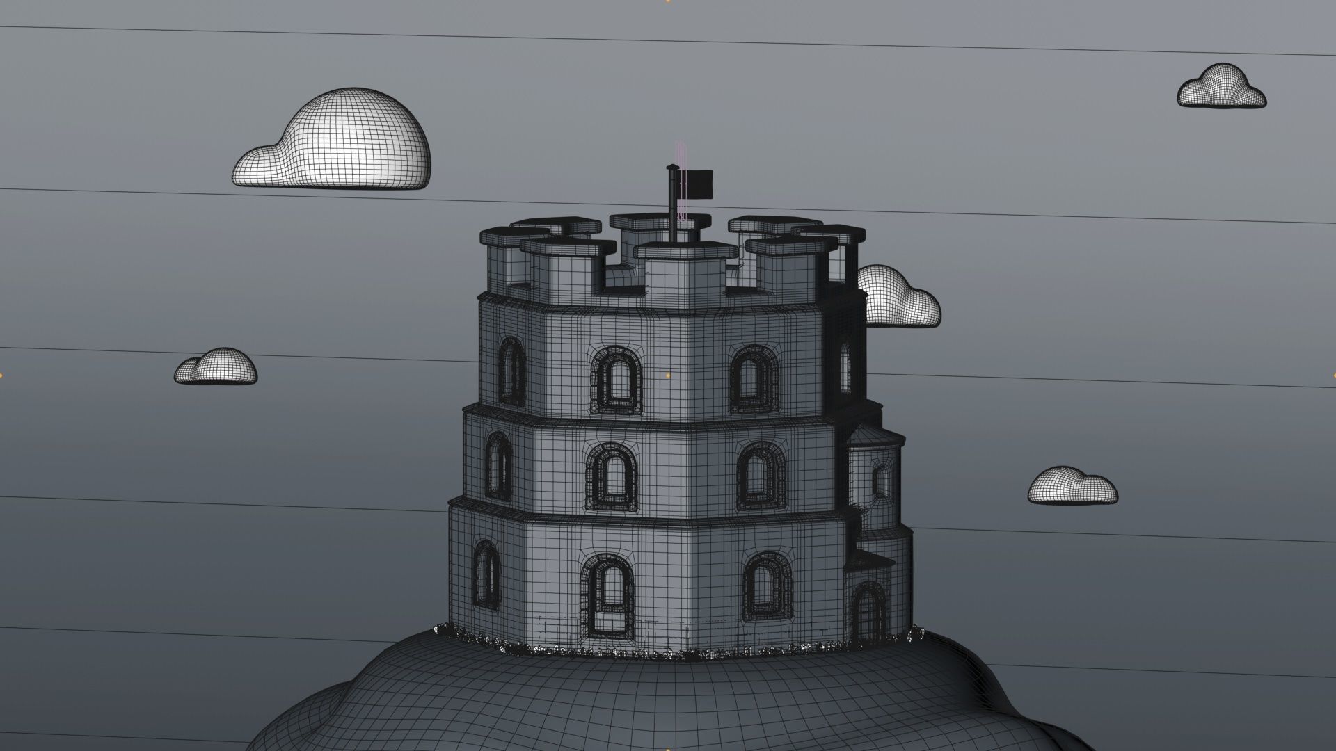 Stylized Gediminas Castle Tower 3D model_4