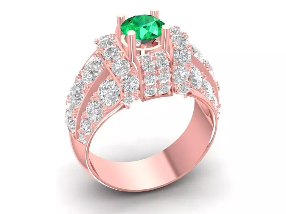 Elegant Hong Kong Diamond Ring Yellow Gold for Women 732 3D print model