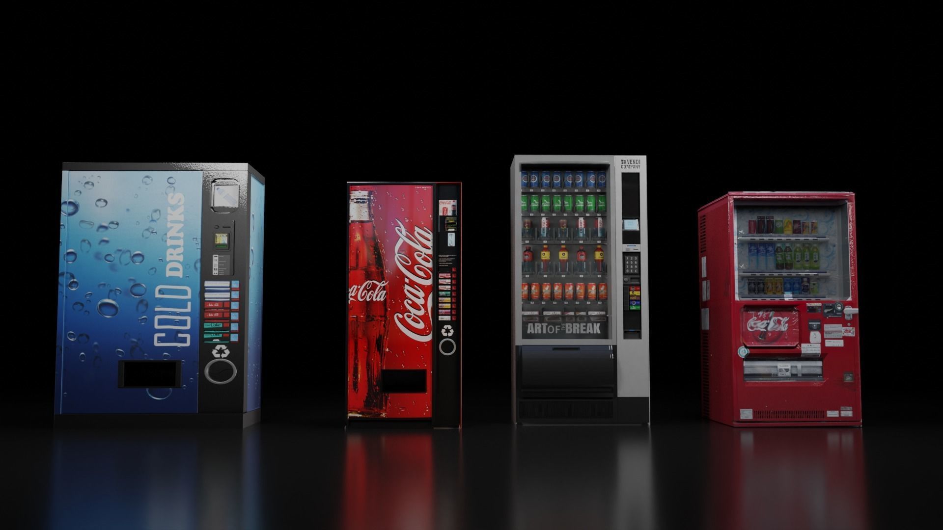 Vending Machine Collection- Pack of 4 Low-poly 3D model_1