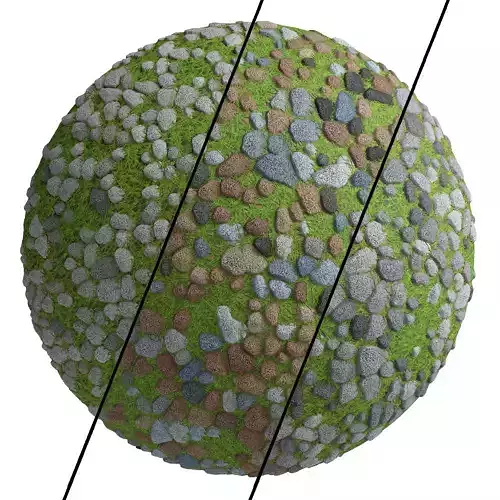 Grass Stone Materials1- By 3 color Pbr By Sbsar 4k