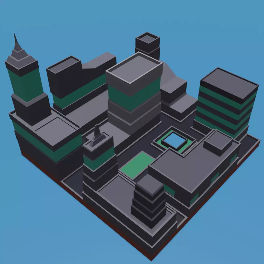 Low Poly City Block Game Assets Low-poly 3D model_0