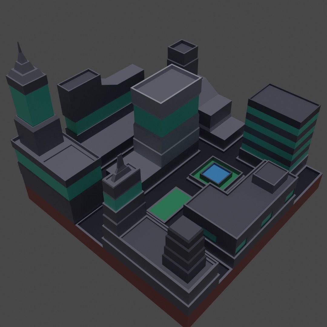 Low Poly City Block Game Assets Low-poly 3D model_2