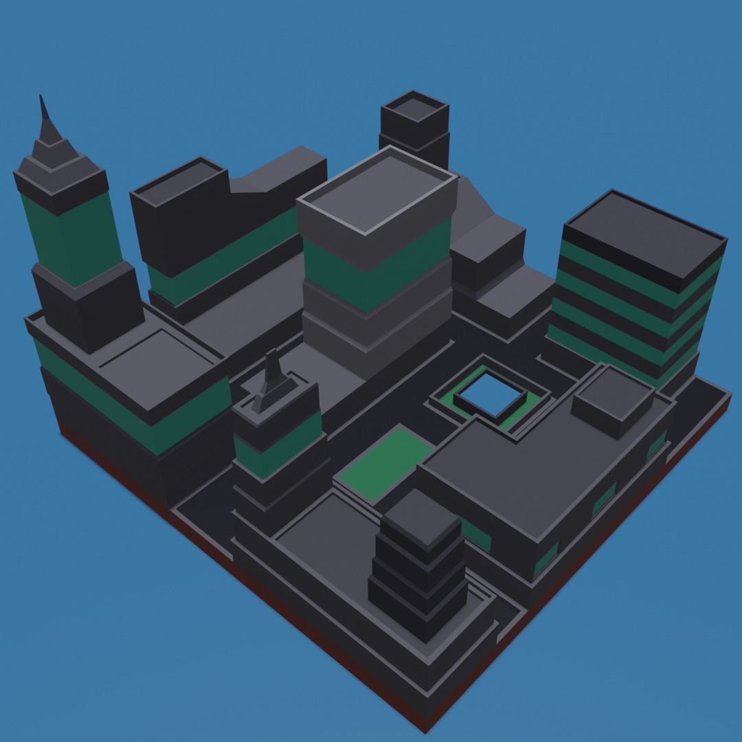 Low Poly City Block Game Assets Low-poly 3D model_3