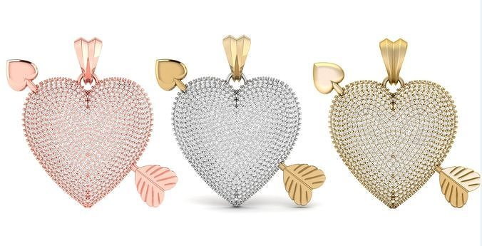 Heart With Arrow Diamond Pendant  3D print model