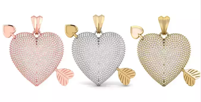 Heart With Arrow Diamond Pendant  3D print model