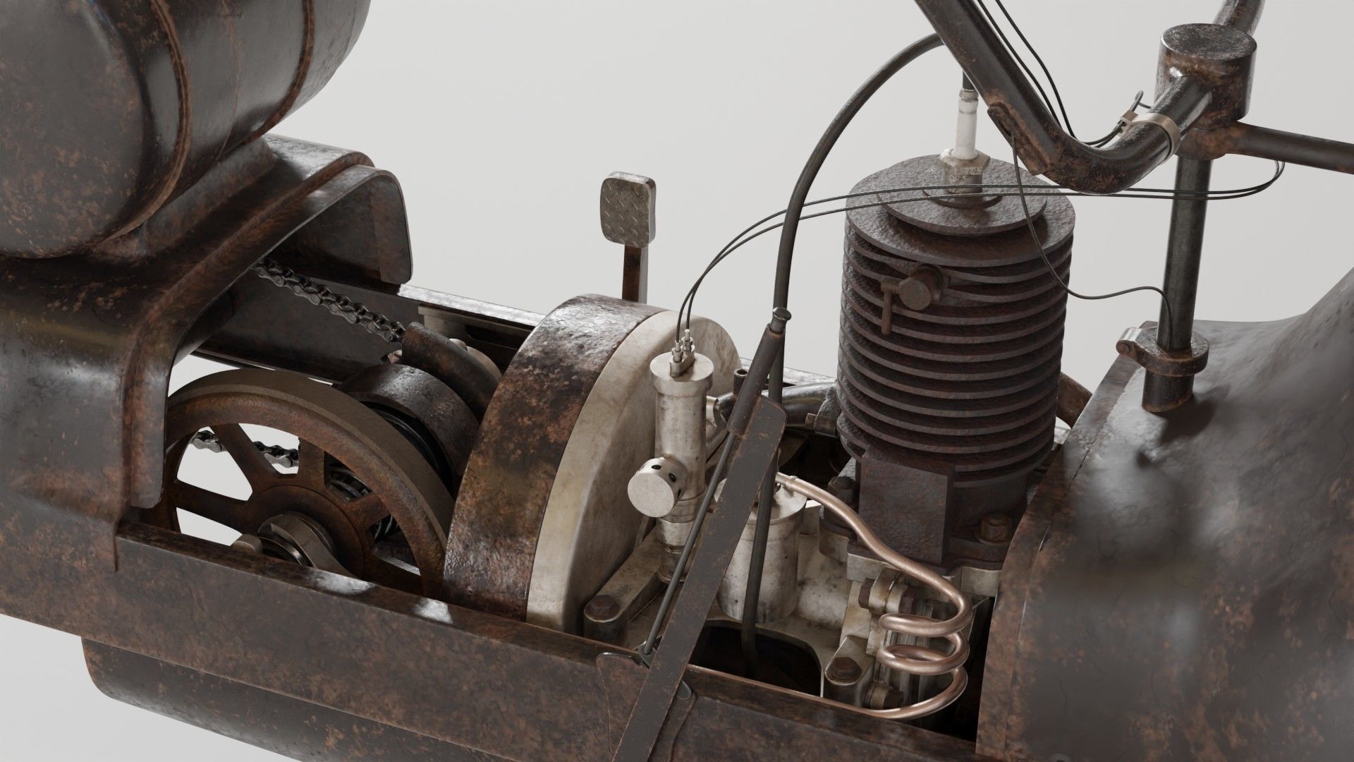 1921 Ner-a-car classic bike black PBR textured model 3D model_6