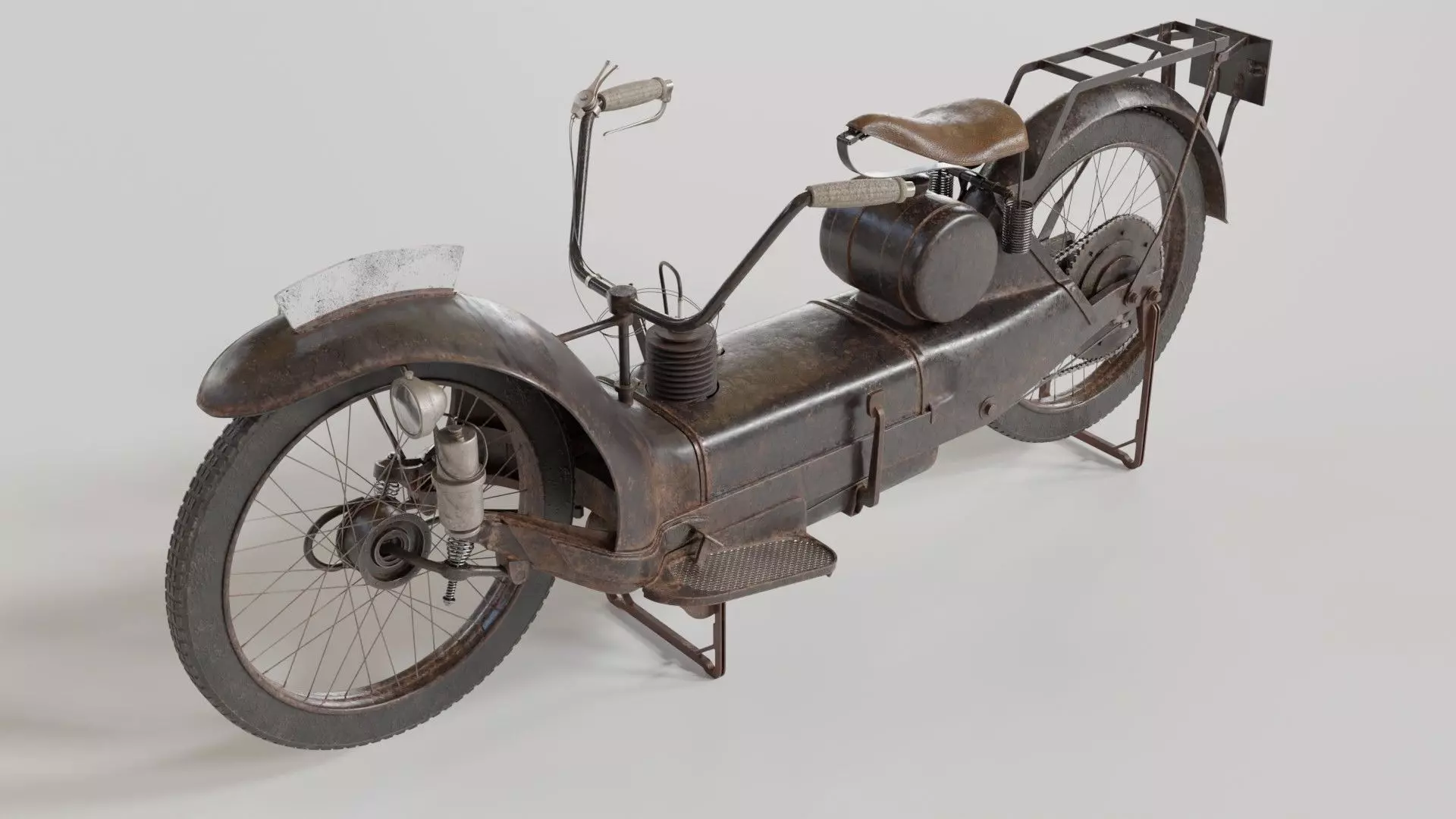 1921 Ner-a-car classic bike black PBR textured model 3D model_0
