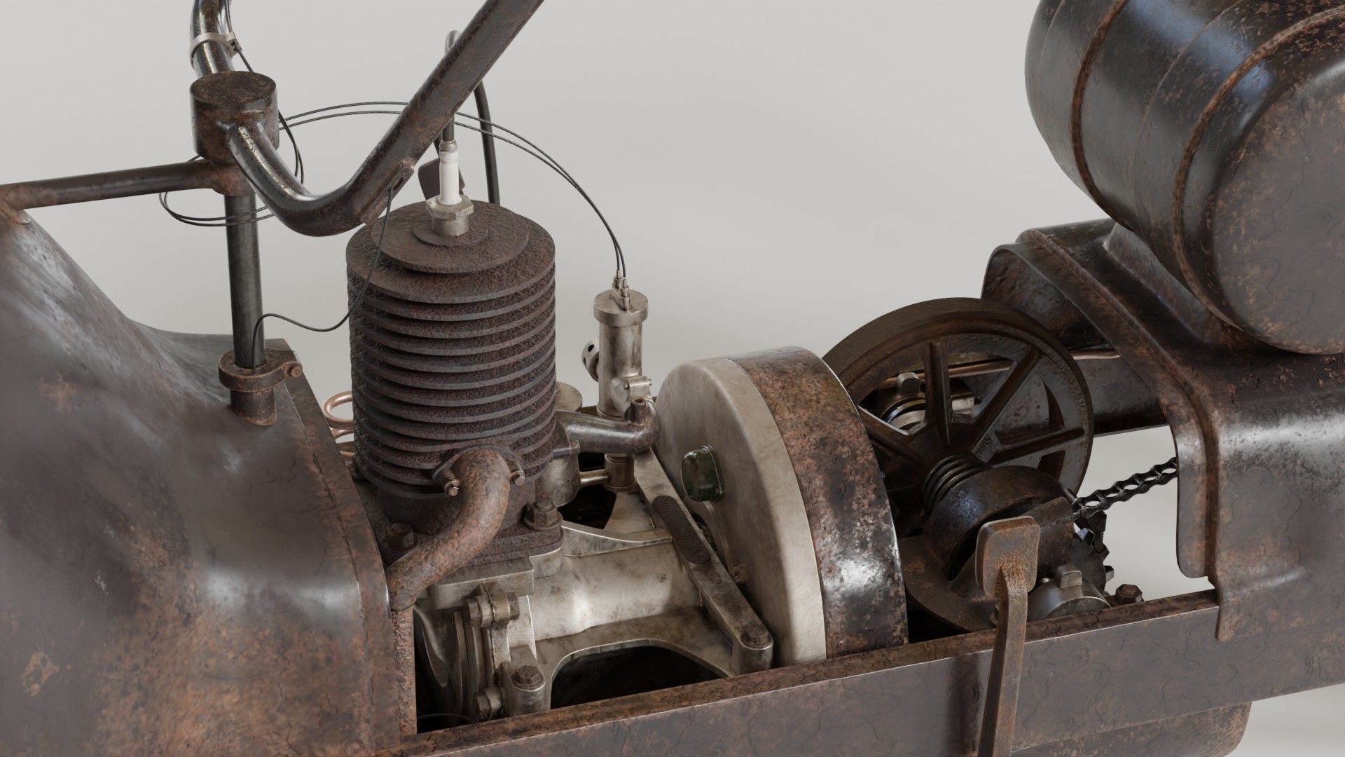 1921 Ner-a-car classic bike black PBR textured model 3D model_7