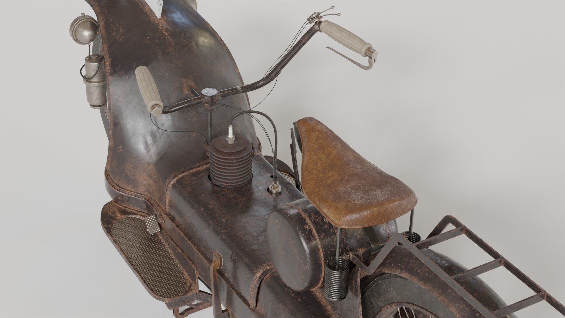1921 Ner-a-car classic bike black PBR textured model 3D model_9