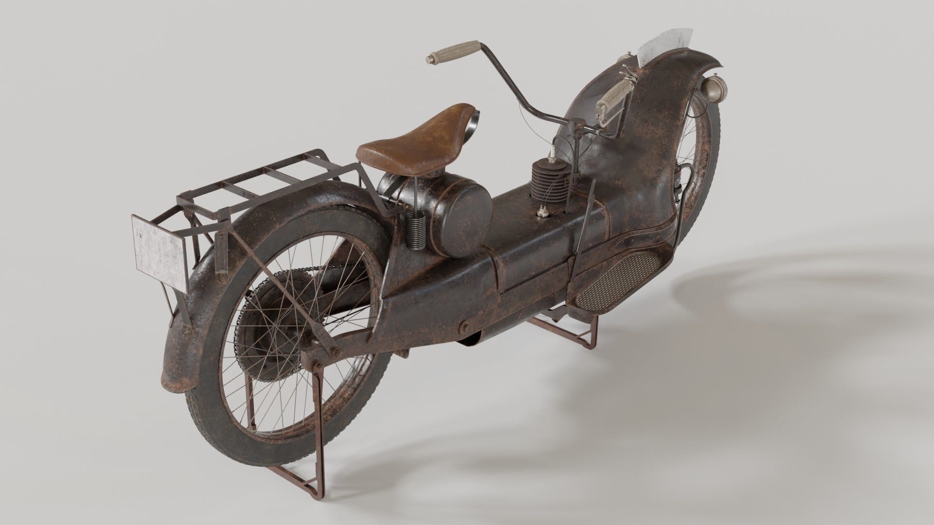 1921 Ner-a-car classic bike black PBR textured model 3D model_4