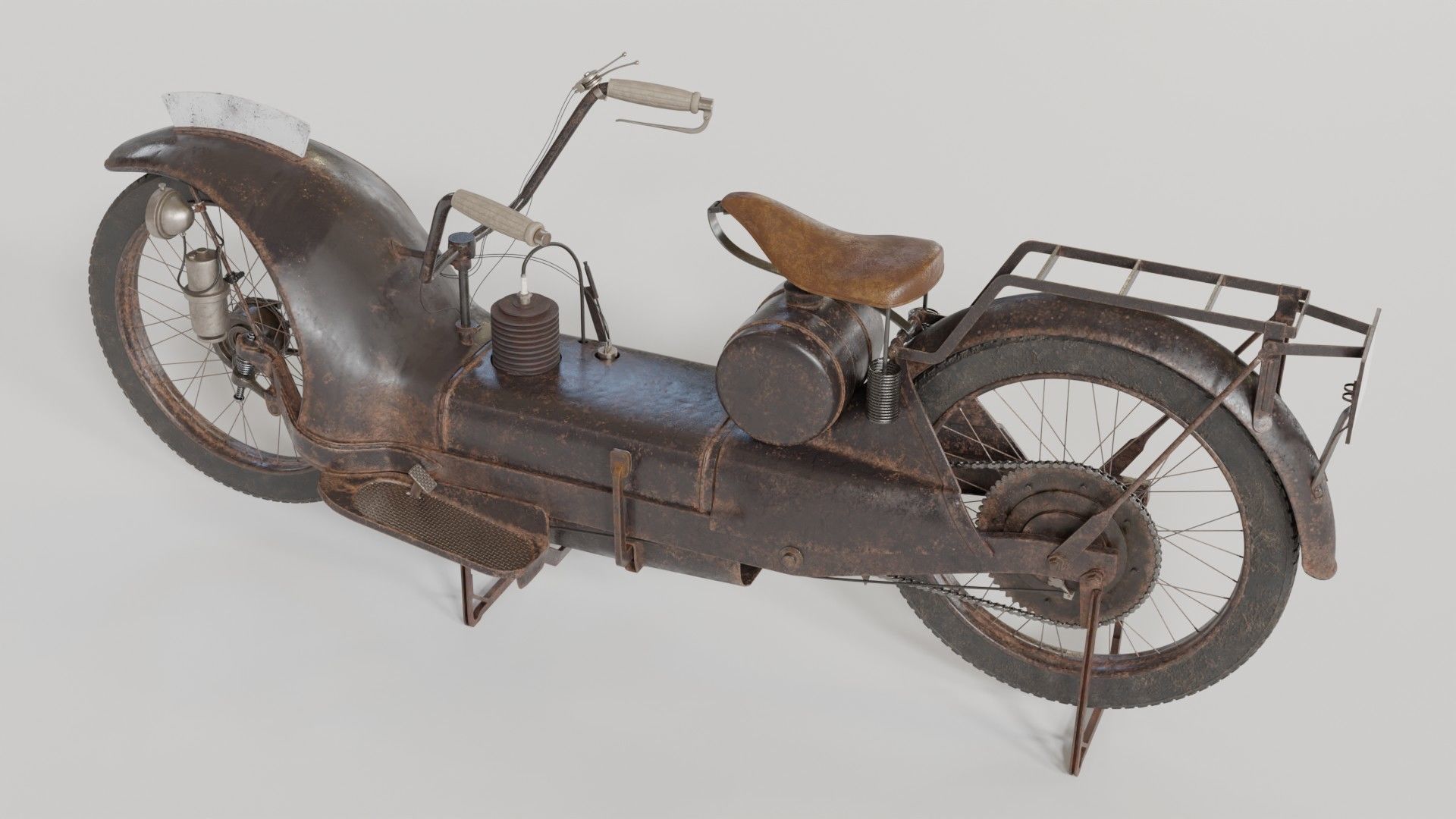 1921 Ner-a-car classic bike black PBR textured model 3D model_2