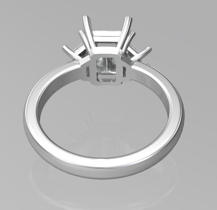 Three stone engagement ring 3D print model_3