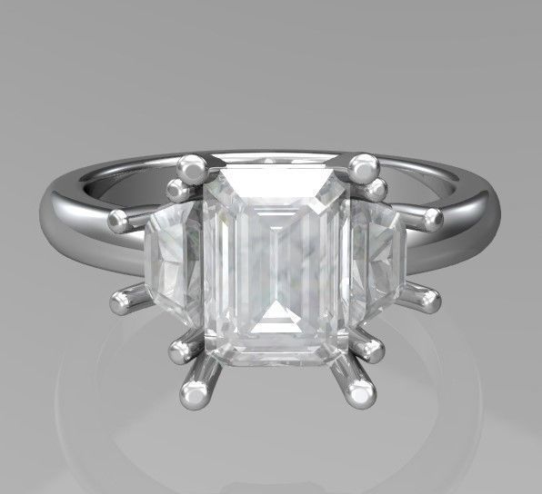 Three stone engagement ring 3D print model_1