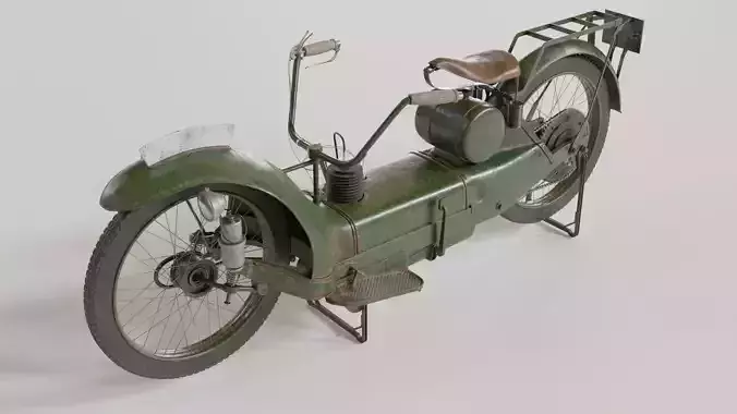1921 Ner-a-car classic bike green PBR textured model