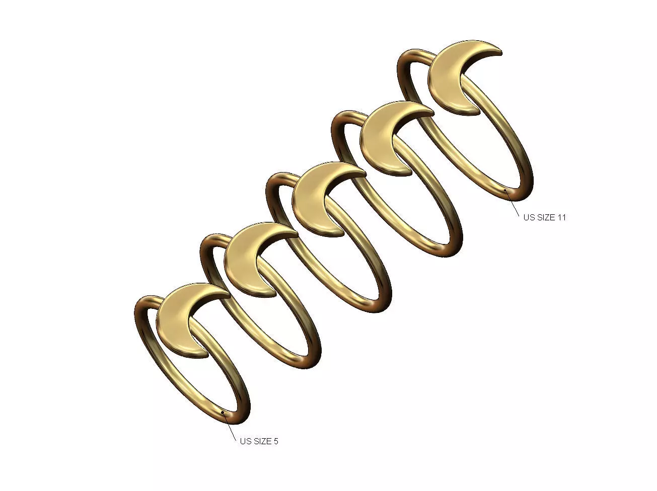 Crescent moon band US sizes 5to9 3D print model