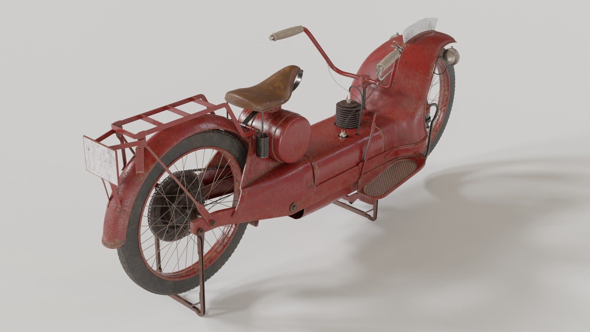 1921 Ner-a-car classic bike red PBR textured model 3D model_4