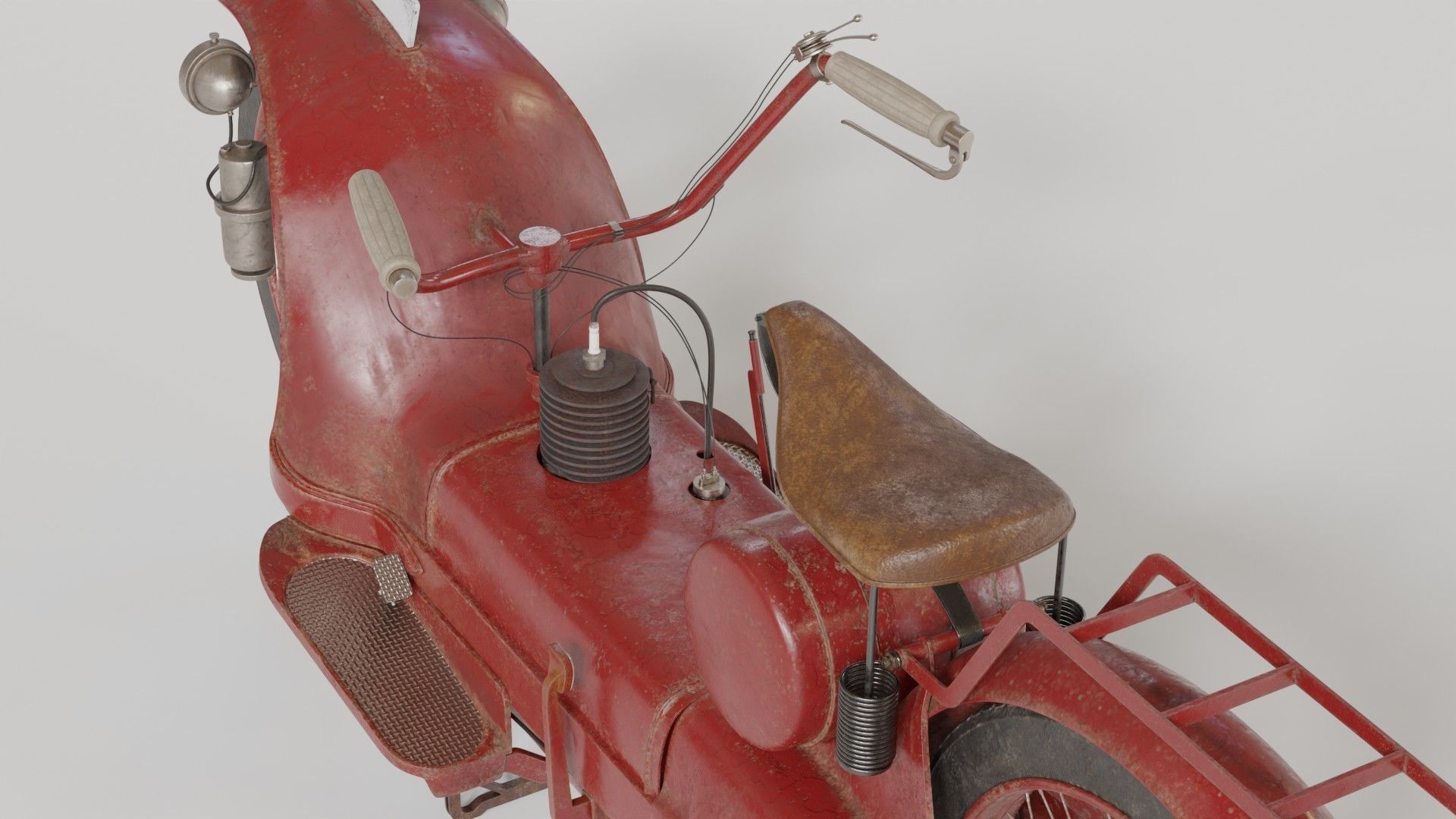1921 Ner-a-car classic bike red PBR textured model 3D model_9