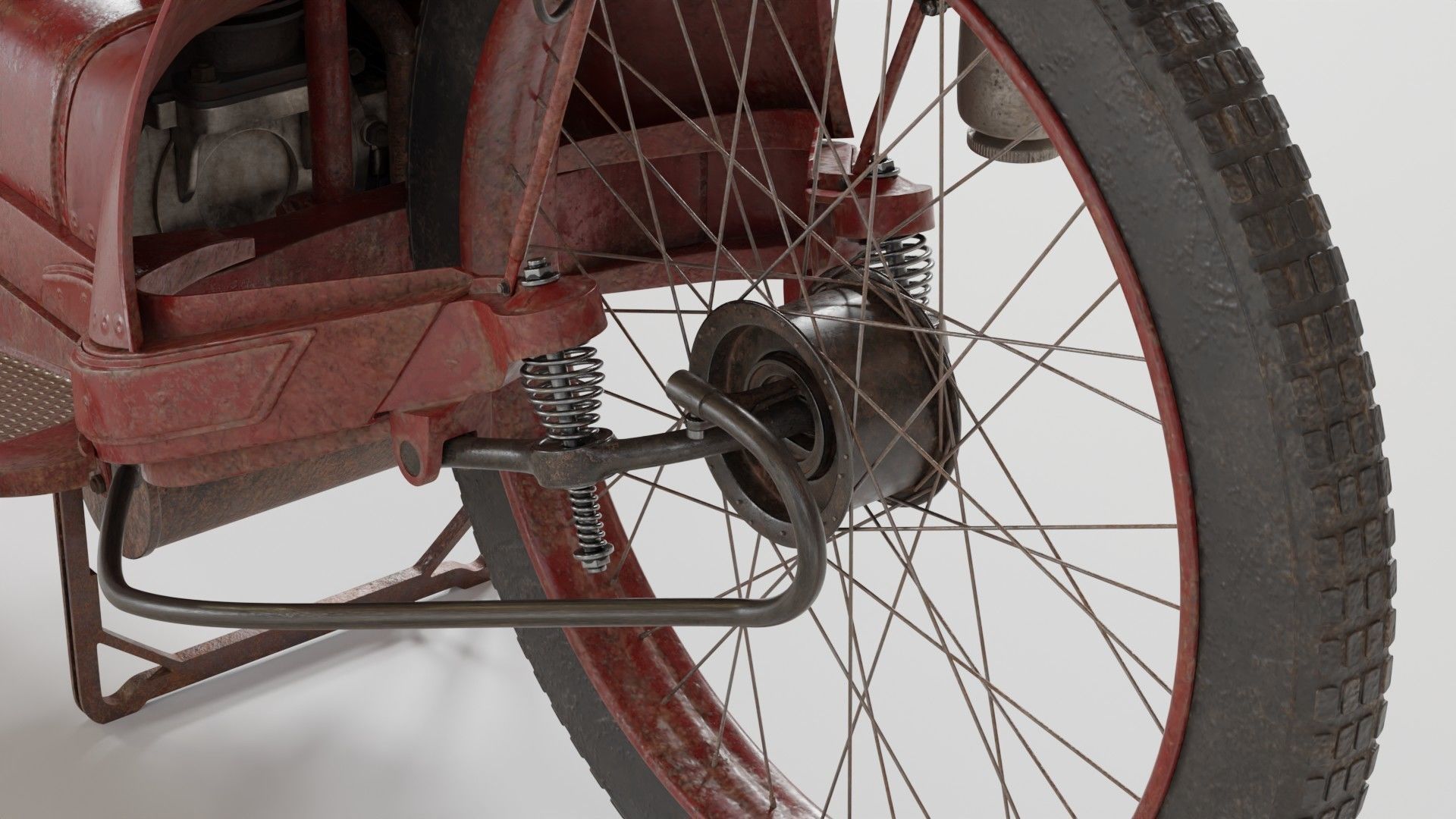 1921 Ner-a-car classic bike red PBR textured model 3D model_8