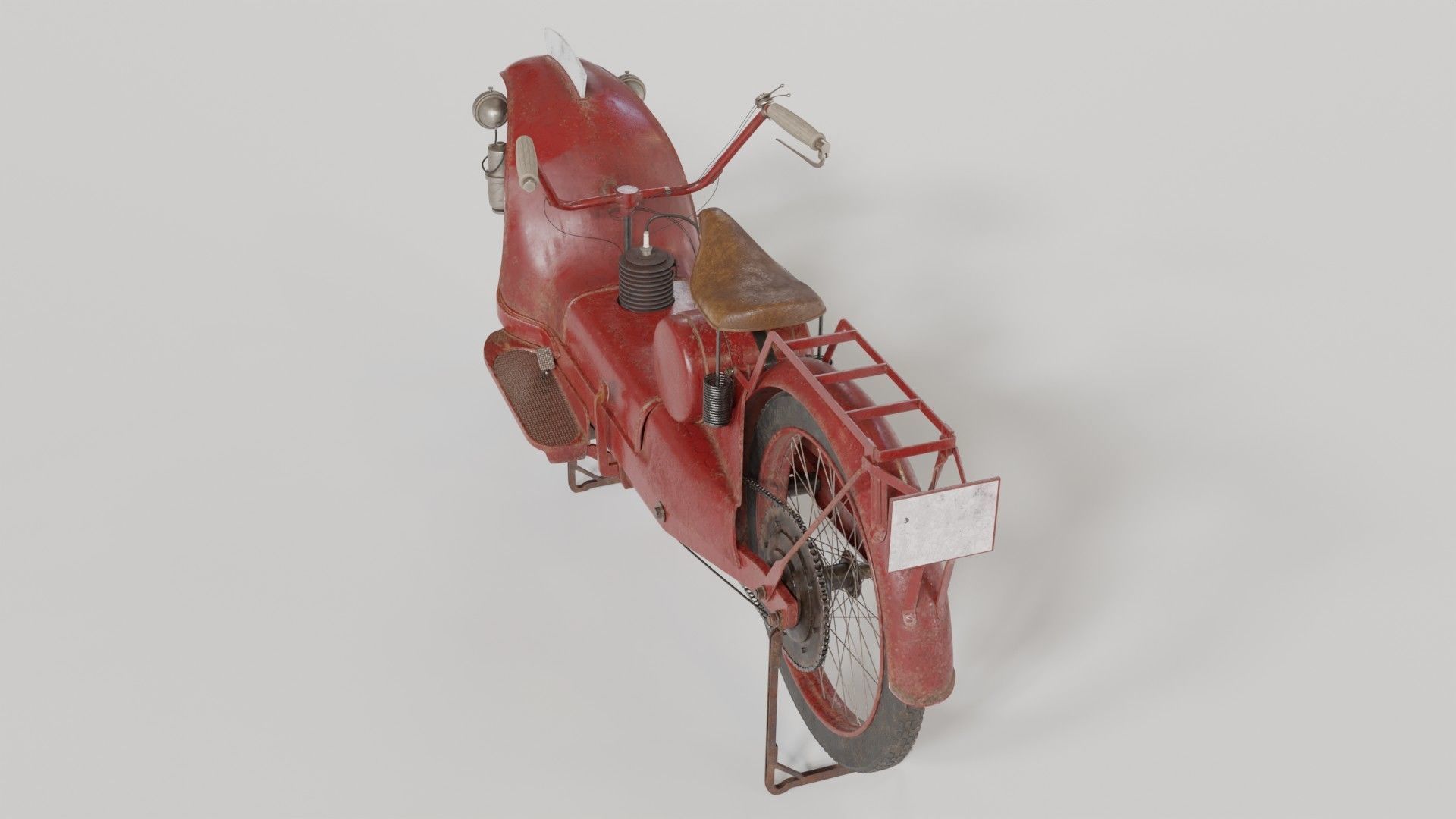 1921 Ner-a-car classic bike red PBR textured model 3D model_3