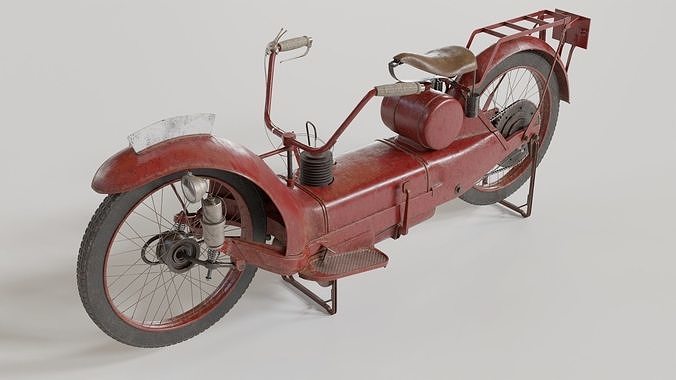 1921 Ner-a-car classic bike red PBR textured model 3D model