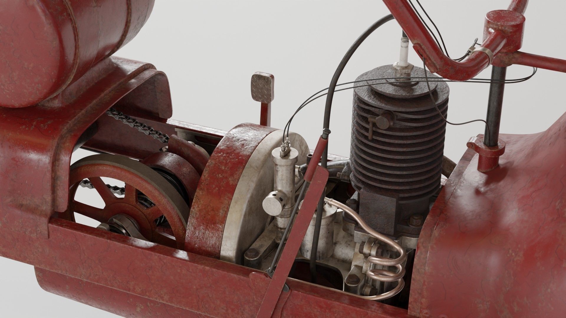 1921 Ner-a-car classic bike red PBR textured model 3D model_6