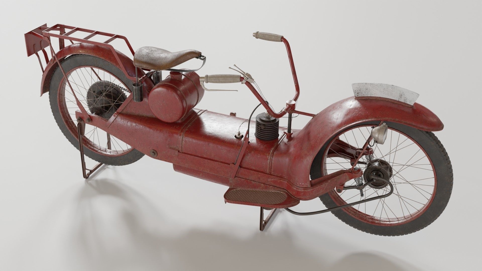 1921 Ner-a-car classic bike red PBR textured model 3D model_5