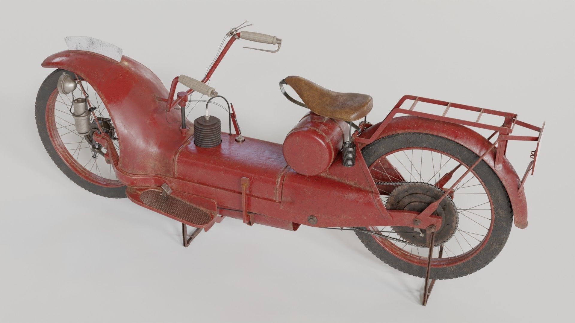 1921 Ner-a-car classic bike red PBR textured model 3D model_2