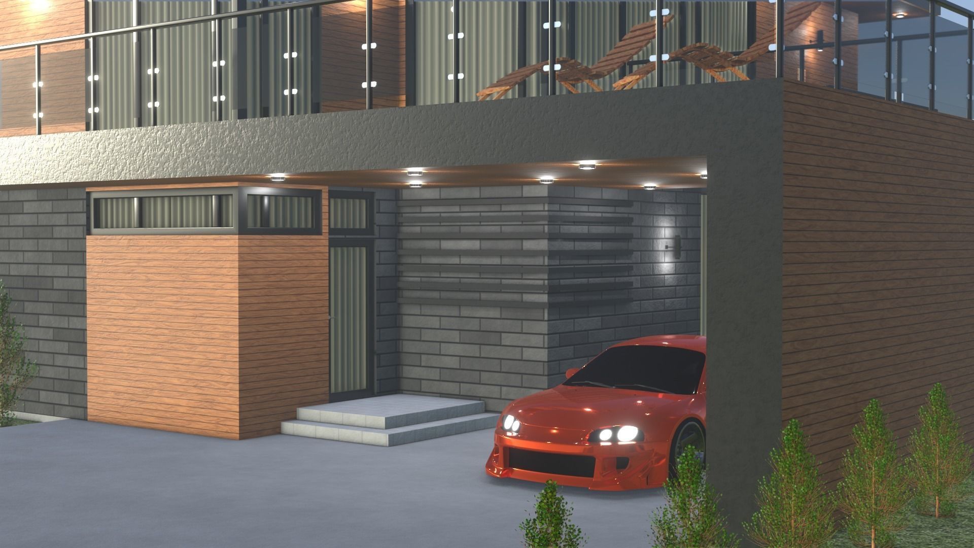 Blender project of Cottage Architecture House Building Exterior 3D model_8