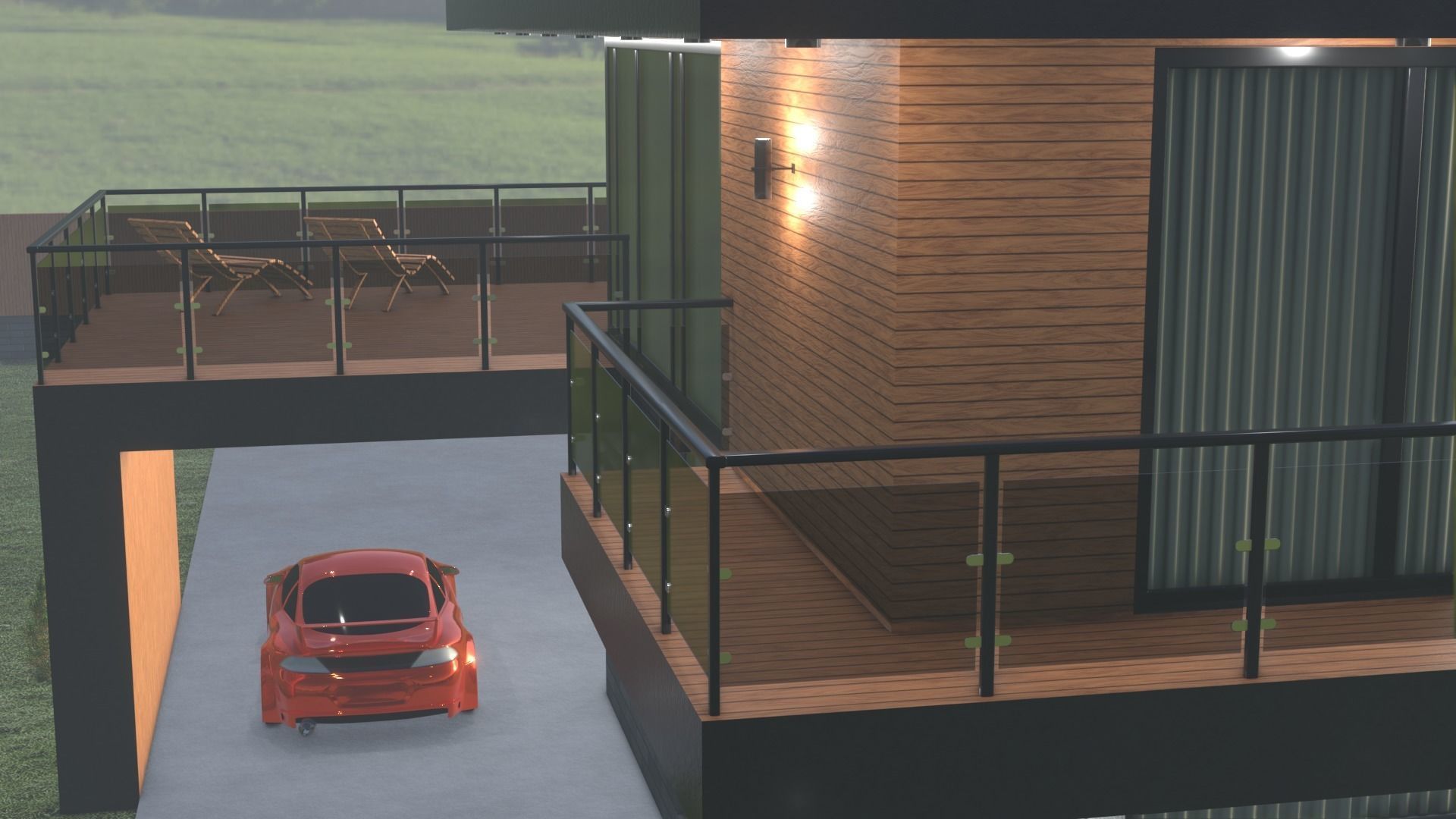 Blender project of Cottage Architecture House Building Exterior 3D model_9