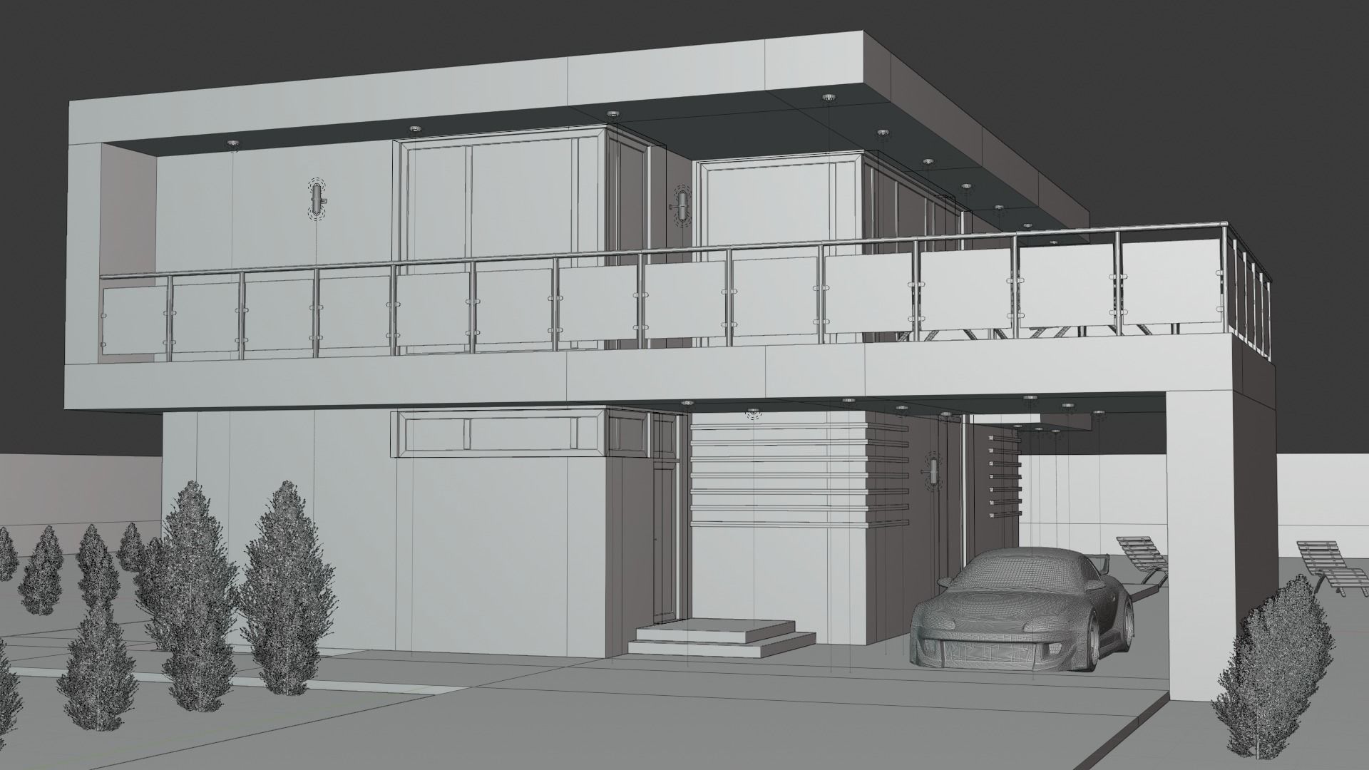 Blender project of Cottage Architecture House Building Exterior 3D model_6