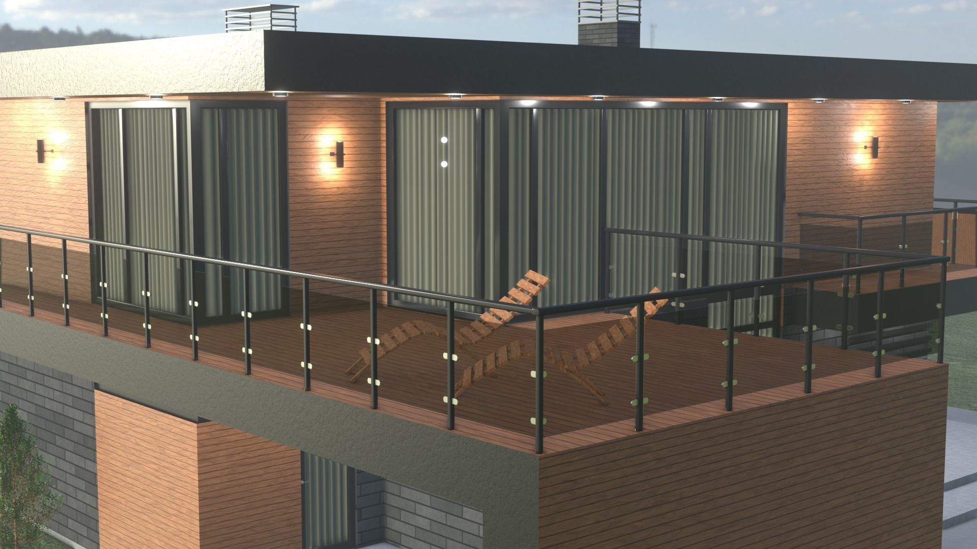 Blender project of Cottage Architecture House Building Exterior 3D model_10