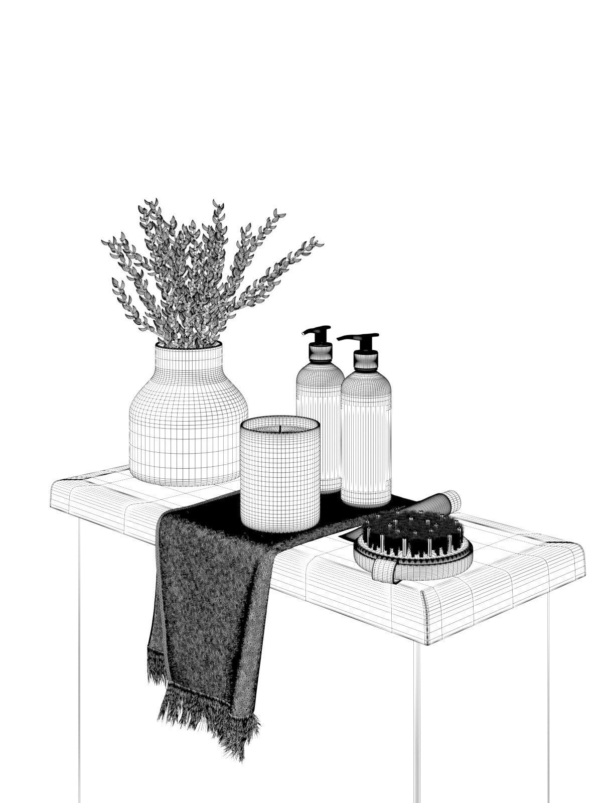 Bathroom Accessories with Donkey Tail 3D model_3