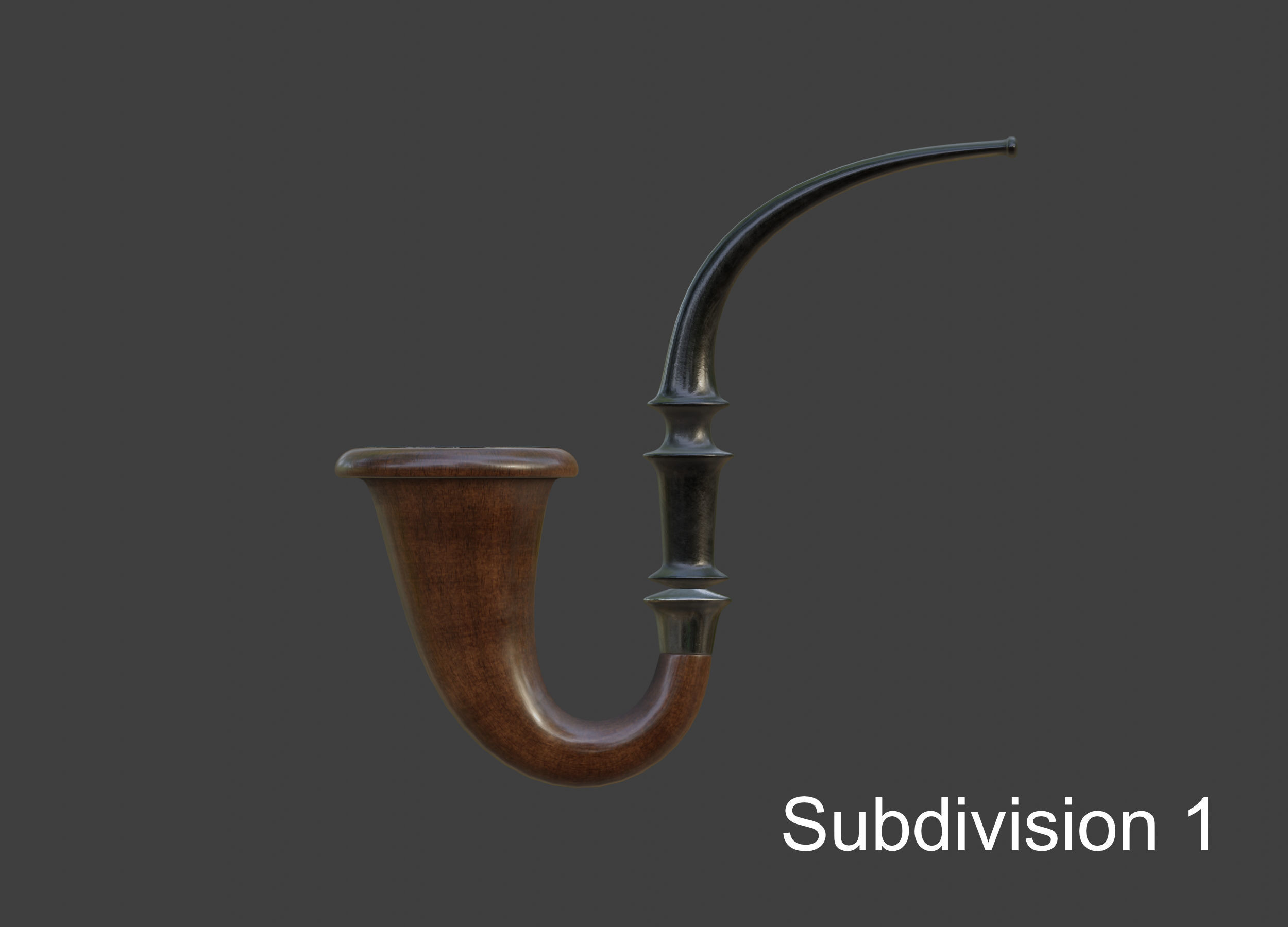 Vintage wooden tobacco pipe smoking 3D model_29