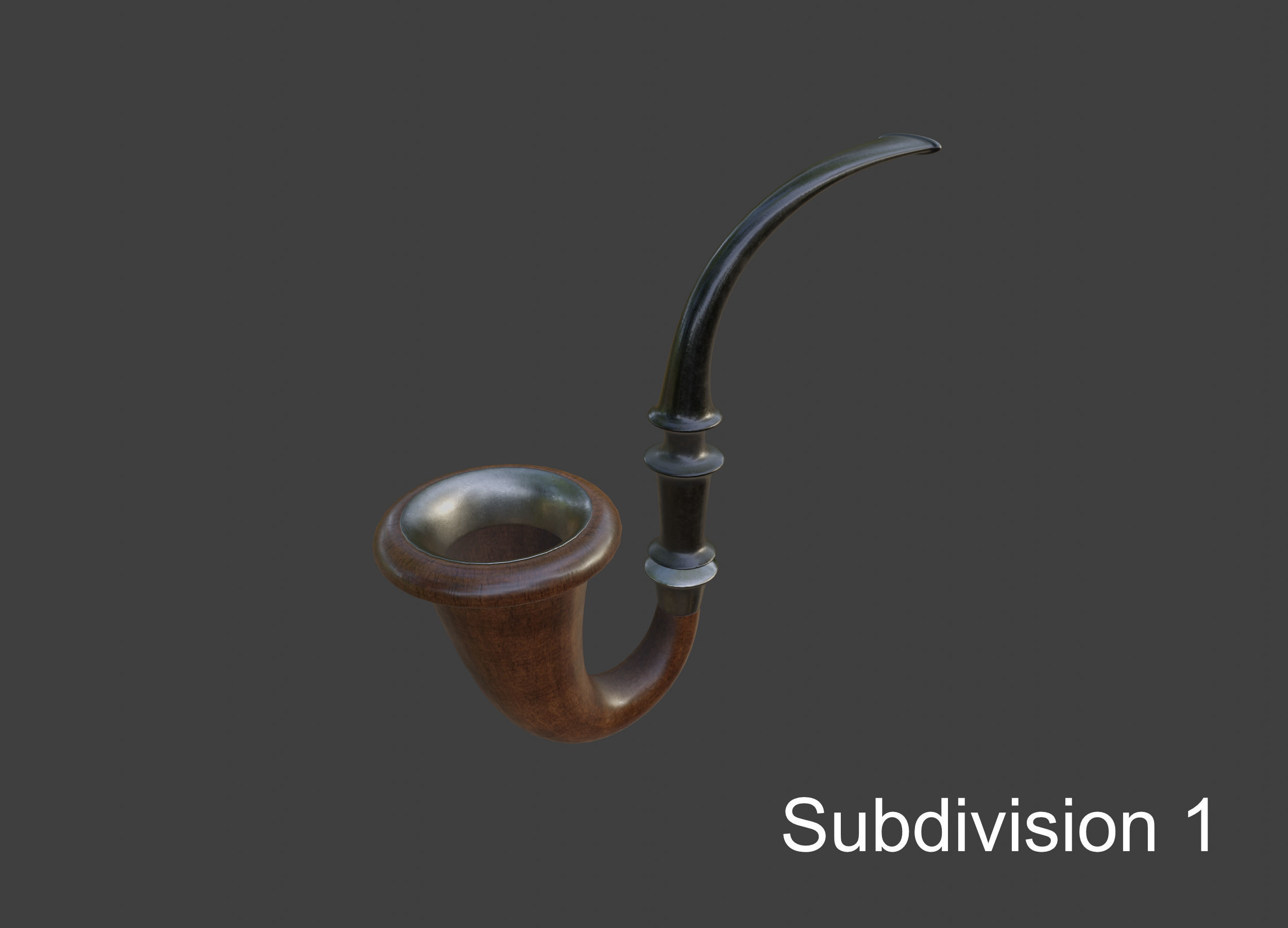 Vintage wooden tobacco pipe smoking 3D model_35