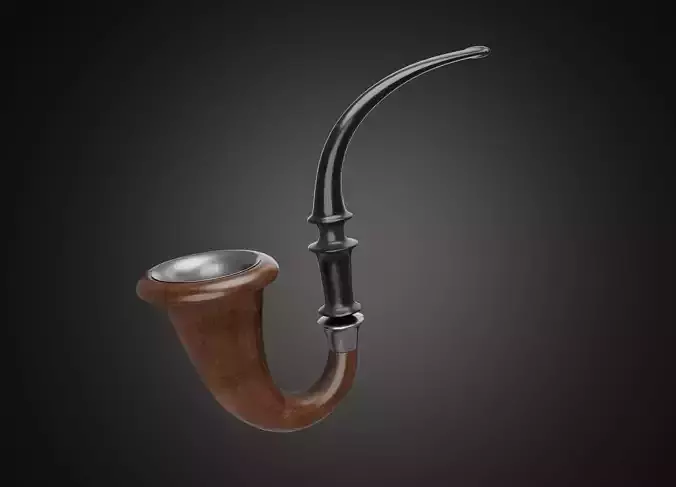 Vintage wooden tobacco pipe smoking 3D model