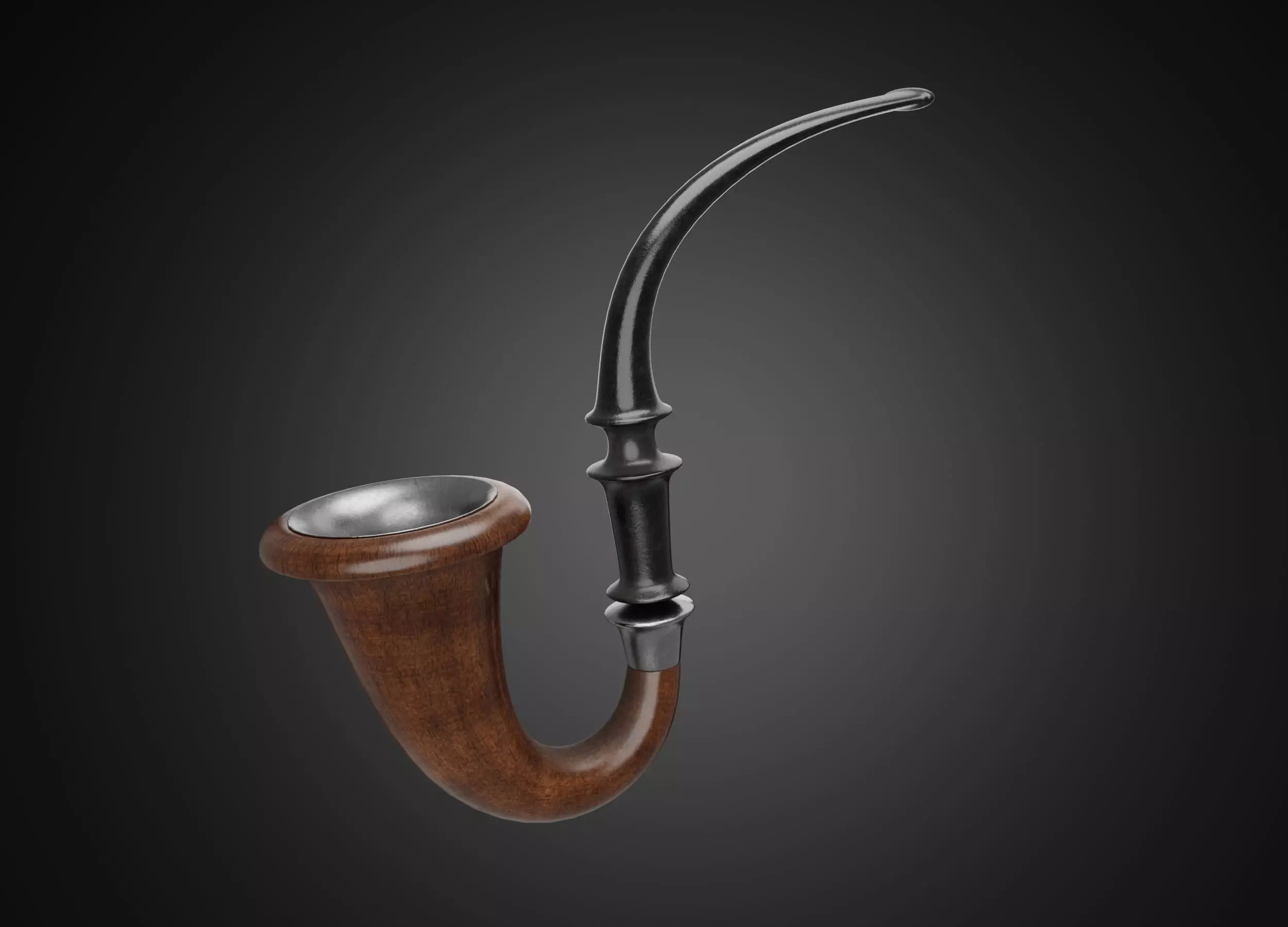 Vintage wooden tobacco pipe smoking 3D model_0