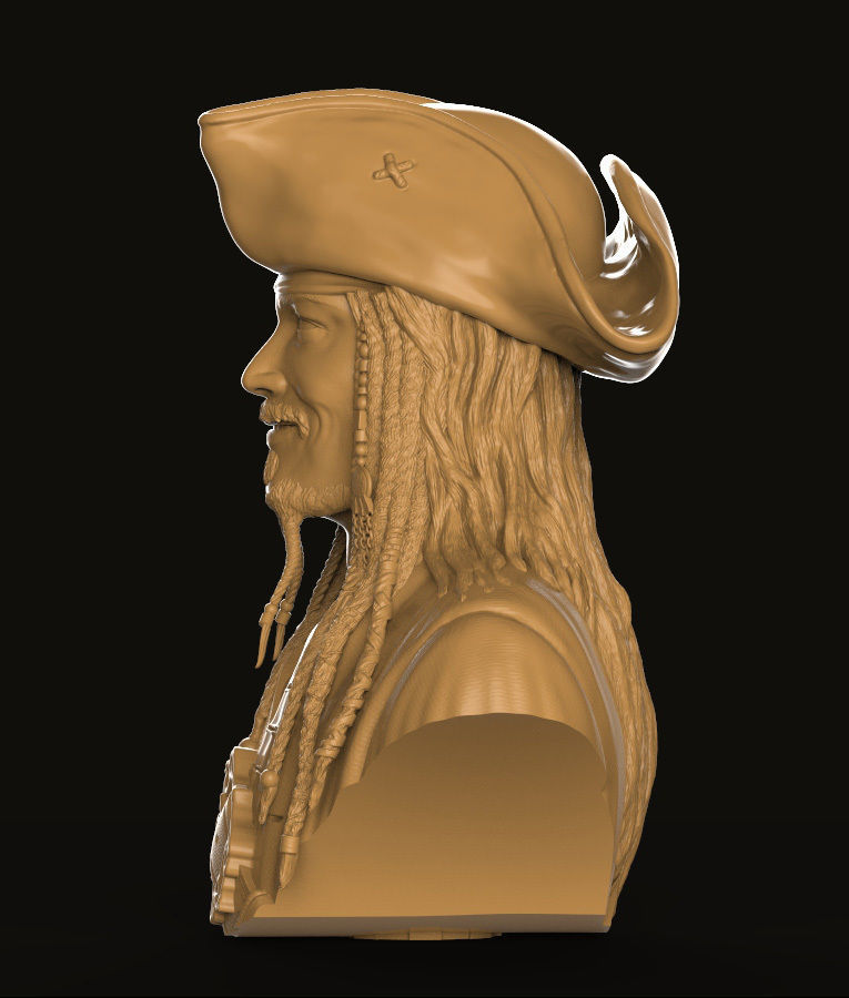 Bust Jack Sparrow 3D print model_4