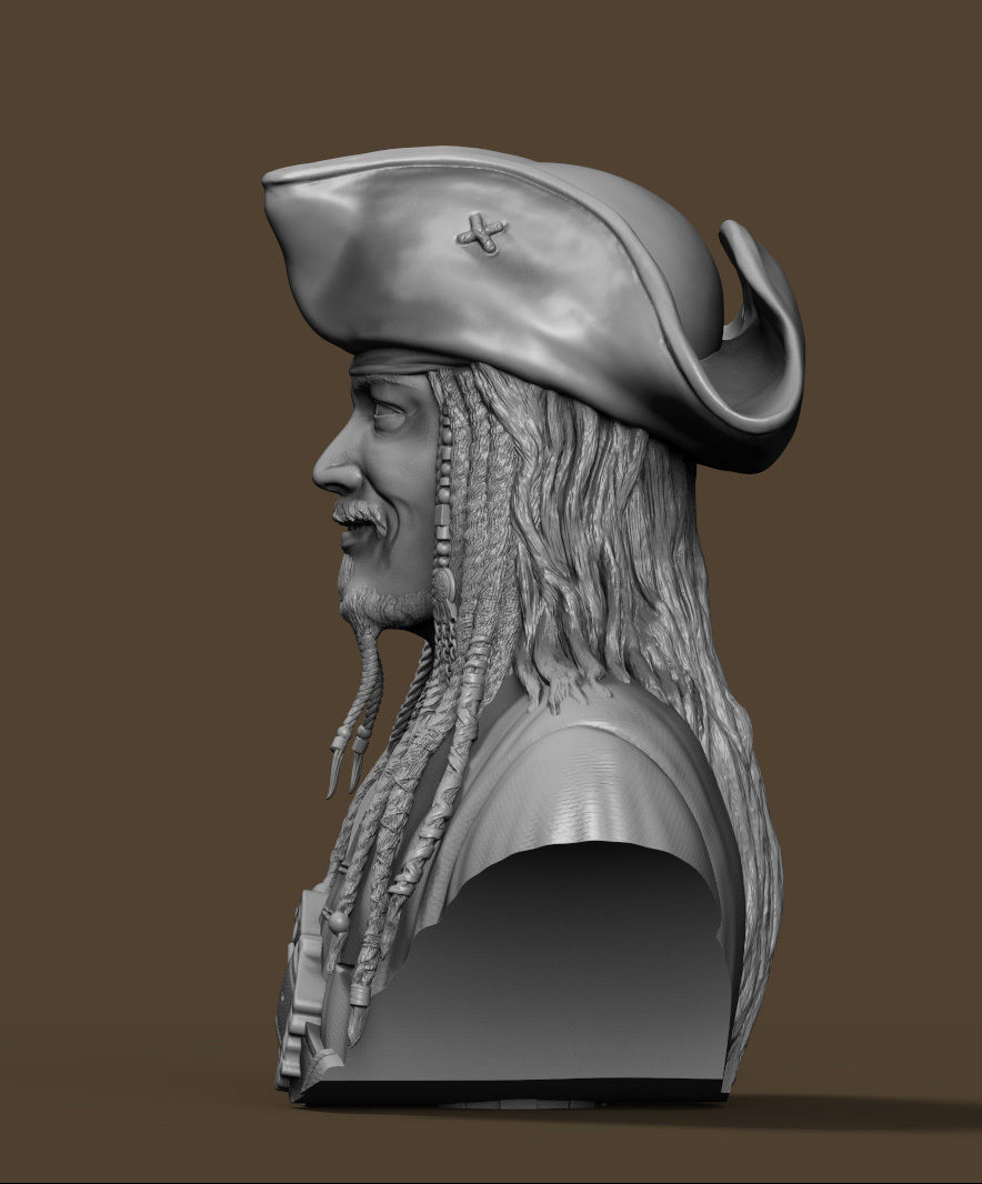 Bust Jack Sparrow 3D print model_10
